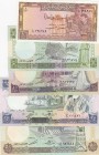 Syria, Total 5 banknotes
1 Pound, 1982, UNC, p93e; 5 Pounds, 1991, UNC, p100e; 10 Pounds, 1991, UNC, p101e; 25 Pounds, 1988, UNC, p102d; 50 Pounds, 1...