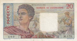 Tahiti, 20 Francs, 1963, XF, p21c
 Serial Number: 480 M.178
Estimate: 40-80 USD