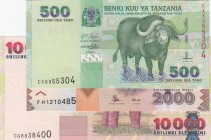 Tanzania, Total 3 banknotes
500 Shillingi, 2005, UNC, p35; 2.000 Shillingi, 2015, UNC, p42; 10.000 Shillingi, 2015, UNC, p44
Estimate: 10-20 USD