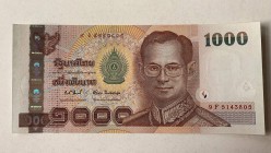 Thailand, 1.000 Baht, 2000, UNC, p108
 Serial Number: 9F 5143805
Estimate: 50-100 USD