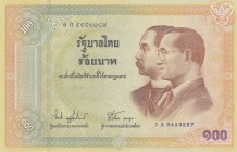 Thailand, 100 Baht, 2002, UNC (-), p110
Centenary of Thai banknote commemorative issue, Serial Number: 1A 5453287
Estimate: 15-30 USD