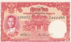 Thailand, 100 Baht, 1955, UNC (-), p78c
 Serial Number: E60 999811
Estimate: 50-100 USD