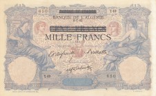 Tunisia, 1.000 Francs, 1942, XF, p31
1000 Francs on 100 Francs, Serial Number: Y.49 650
Estimate: 200-400 USD