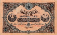 Turkey, Ottoman Empire, 2 1/2 Livre, 1918, VF, p108b, 
V. Mehmed Vahdeddin period, AH: 28 March 1334, seal: Cavid / Hüseyin Cahid, Serial Number: F 1...