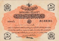 Turkey, Ottoman Empire, 20 Kurush, 1916, XF, p88, 
V. Mehmed Reşad period, AH: 6 August 1332, sign: Talat/ Hüseyin Cahid, Serial Number: L 188261
Es...