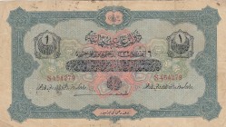 Turkey, Ottoman Empire, 1 Lira, 1916, FINE, p90a, Talat/ Hüseyin Cahid, (Total 2 banknotes)
V. Mehmed Reşad Period, AH: 6 August 1332, sign: Talat an...