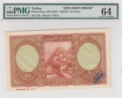 Turkey, 10 Livre, 1927, UNC, p121, COLOR TRIAL SPECIMEN, PROOF
PMG 64
Estimate: 1000-2000 USD