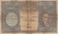 Turkey, 50 Lira, 1927, POOR, p122, 1/1 Emission
repaired Serial Number: 10 078707
Estimate: 400-800 USD