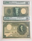 Turkey, 1.000 Livre, 1927, AUNC - UNC, p125, COLOR TRIAL SPECIMEN, PROOF, (Total 2 banknotes)
front: PMG 58, bacs: PMG 64
Estimate: 3000-6000 USD