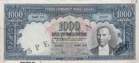 Turkey, 1.000 Lira , 1939, AUNC - UNC, p132, SPECIMEN
There are no signs of folding in the product. However, there is a sticking mark on the back rig...