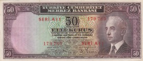 Turkey, 50 Kurush, 1942, UNC, p133
 Serial Number: A11 179765
Estimate: 30-60 USD