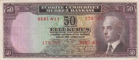 Turkey, 50 Kurush, 1942, UNC, p133
 Serial Number: A11 179765
Estimate: 30-60 USD