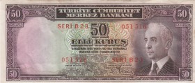 Turkey, 50 Kurush, 1942, UNC, p133
 Serial Number: A23 051516
Estimate: 30-60 USD
