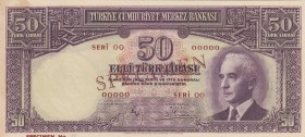 Turkey, 50 Lira, 1942, UNC, SPECIMEN
this money has not been circulated, Serial Number: 00 0000
Estimate: 7500-15000 USD