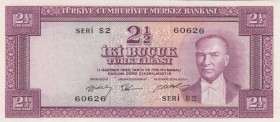 Turkey, 2 1/2 Lira, 1955, AUNC/UNC, p151, 
, Serial Number: S2 60626
Estimate: 400-800 USD