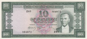 Turkey, 10 Lira , 1960, AUNC (+), p159, 
natural, Serial Number: Z03 384072
Estimate: 250-500 USD