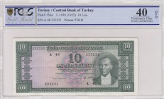Turkey, 10 Lira, 1963, XF, p161, 
PCGS 40 OPQ, Serial Number: A48 233251
Estimate: 30-60 USD