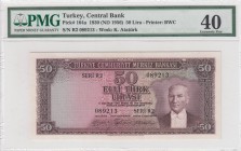 Turkey, 50 Lira, 1956, XF, p164, 
PMG 40, Serial Number: R2 089213
Estimate: 750-1500 USD
