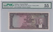 Turkey, 50 Lira, 1957, AUNC, p165
PMG 55, Serial Number: T5 024320
Estimate: 750-1500 USD