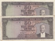 Turkey, 50 Lira (2), 1964, FINE, p175, (Total 2 banknotes)
Estimate: 10-20 USD