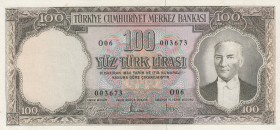 Turkey, 100 Lira, 1958, AUNC, p169
Lightly pressed, Serial Number: O6 003673
Estimate: 500-1000 USD