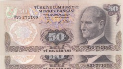Turkey, 50 Lira, 1976, AUNC, p188, 
Consecutive serial numbered 2 banknotes, Serial Number: H35 271169, H35 271170
Estimate: 15-30 USD