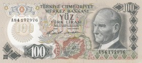 Turkey, 100 Lira, 1972, UNC, p189, 
 Serial Number: A84 177976
Estimate: 25-50 USD