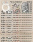 Turkey, 100 Lira, 1979, Different conditions between AUNC and XF, p189, 
Total 15 banknotes, Serial Number: G34,F38,G23,H57,F71,F29,H11,F90,I07,F71
...