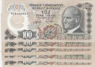 Turkey, 100 Lira, 1972/83, UNC, p189, 6.EMİSSION
5 pcs mix letters
Estimate: 10-20 USD