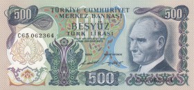 Turkey, 500 Lira, 1971, UNC, p190a, 
 Serial Number: C65 062364
Estimate: 750-1500 USD