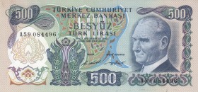 Turkey, 500 Lira, 1971, AUNC(-), p190a, 
Very rare, pressed, Serial Number: A59084496
Estimate: 80-160 USD