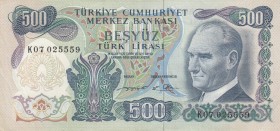 Turkey, 500 Lira, 1974, XF, p190b, 
Very rare, Serial Number: K070225559
Estimate: 100-200 USD