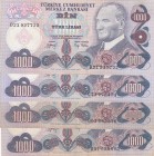 Turkey, 1.000 Lira, 1979, VF, p191, 
Total 4 banknotes, Serial Number: D01 285826, D21 937722, C71 276424, D31 658665
Estimate: 10-20 USD