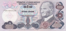 Turkey, 1.000 Lira, 1981, VF (+), p191, 
serial number is phosphorous, Serial Number: F86 400539
Estimate: 10-20 USD