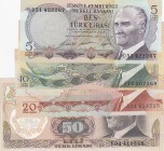 Turkey, 5 Lira, 10 Lira, 20 Lira and 50 Lira, AUNC, 
Total 4 banknotes
Estimate: 10-20 USD