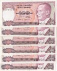 Turkey, 100 Lira, 1983, XF, p194, 7. Emission
Tota 6 banknotes, Serial Number: A48 712818, B31 988989, A57 235761, A89 496801, A70 901504, B37 405761...