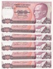 Turkey, 100 Lira, 1983, UNC, p194, total 6 banknotes
Estimate: 10-20 USD