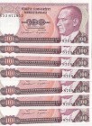Turkey, 100 Lira, 1983, UNC, p194, total 7 banknotes
Consecutive serial number banknotes, Serial Number: E53 87153-54-55-56-57-58-59
Estimate: 15-30...