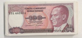 Turkey, 100 Lira, 1984, UNC (-), p194, 7.EMISSION
100 pcs E letters
Estimate: 40-80 USD