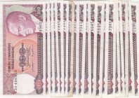 Turkey, 100 Lira, 1984, Different conditions between VF and XF, p194, 7. Emission
Total 19 banknotes, Serial Number: "C19","D79","D12","C35","C30","C...