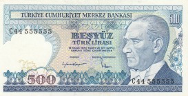 Turkey, 500 Lira, 1984, UNC, p195, RADAR
 Serial Number: C44 555555
Estimate: 100-200 USD