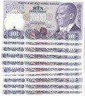 Turkey, 5.000 Lira, 1986/88, UNC, p196 , 
Total 10 banknotes, Serial Number: A22 085628, B37 666873, C77 241976, D57 885616, E23 944664, F71 858214, ...