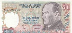 Turkey, 5.000 Lira, 1981, UNC, p196A, 
 Serial Number: A15 800288
Estimate: 75-150 USD