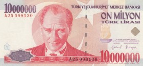 Turkey, 10.000.000 Lira, 1999, UNC, p214, 
 Serial Number: A25 098130
Estimate: 10-20 USD