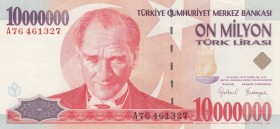 Turkey , 10.000.000 Lira, 1999, UNC, p214, 
 Serial Number: A76 461327
Estimate: 20-40 USD