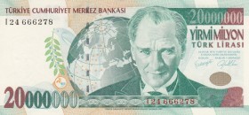 Turkey, 20.000.000 Lira, 2001, UNC, p215, 
 Serial Number: I24 666278
Estimate: 15-30 USD