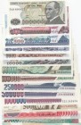Turkey, 10-100-500-1000-5.000-10.000-50.000-100.000-1250.000-500.000-1.000.000-5.000.000-10.000.000-20.000.000 Lira, UNC, 
Estimate: 50-100 USD
