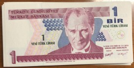 Turkey, 1 New Lira, 2005, UNC, p216, 
A01 and A79 full consecutive, total 79 banknotes, Serial Number: A01-A79 Arası Tam Takım
Estimate: 200-400 USD...