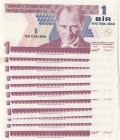 Turkey, 1 New Turkish Lira, 2005, UNC, p216, (Total 11 banknotes)
All banknotes have A47 prefix and most of them are serial follow-up.
Estimate: 15-...