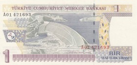Turkey, 1 New Turkish Lira, 2005, UNC, p216, "A01" first prefix
 Serial Number: A01 421693
Estimate: 10-20 USD